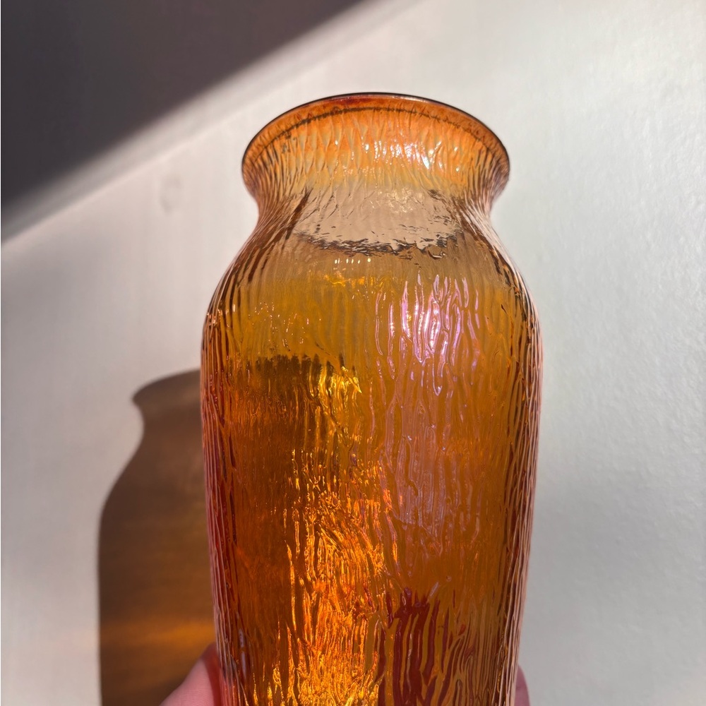 Marigold Carnival Glass Vase